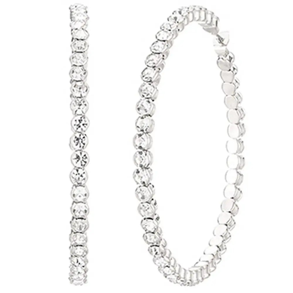Rhinestone Circle Edge Hoop Earrings image 0