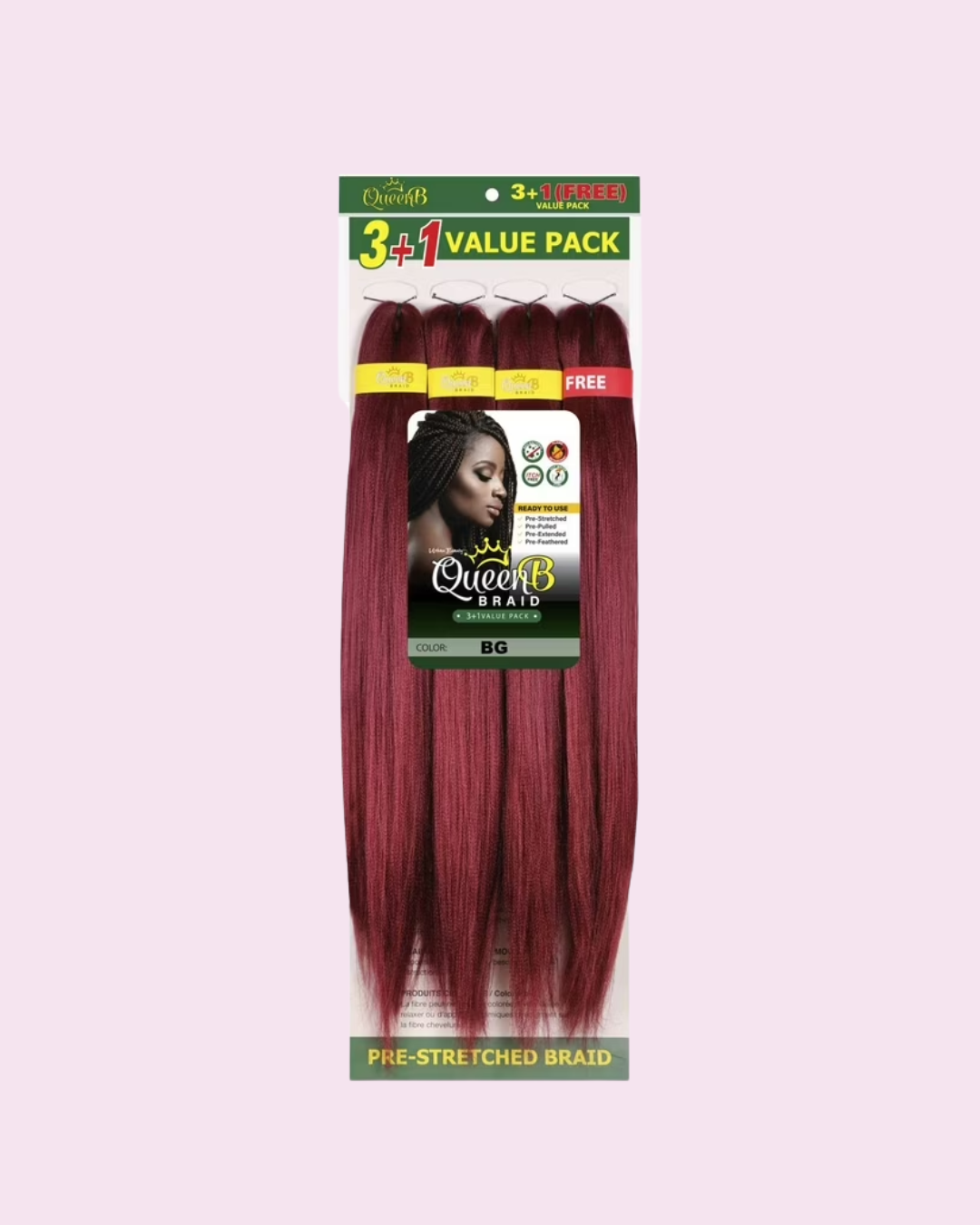 Queen B Braiding Hair 3+1 Pack